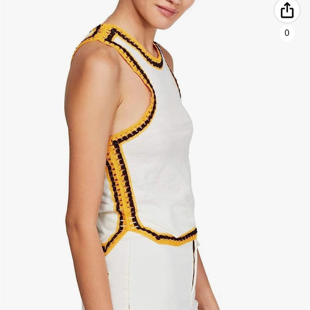 NWT Free People Bora Bora Crochet Trim Tank Top, Size Small